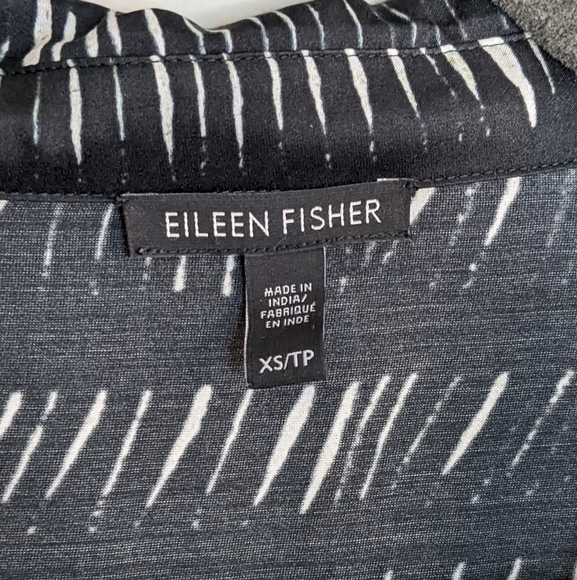 Eileen Fisher Silk Collared Shirt Dress Dash Black White Cotton Dash Size XS - Picture 5 of 14